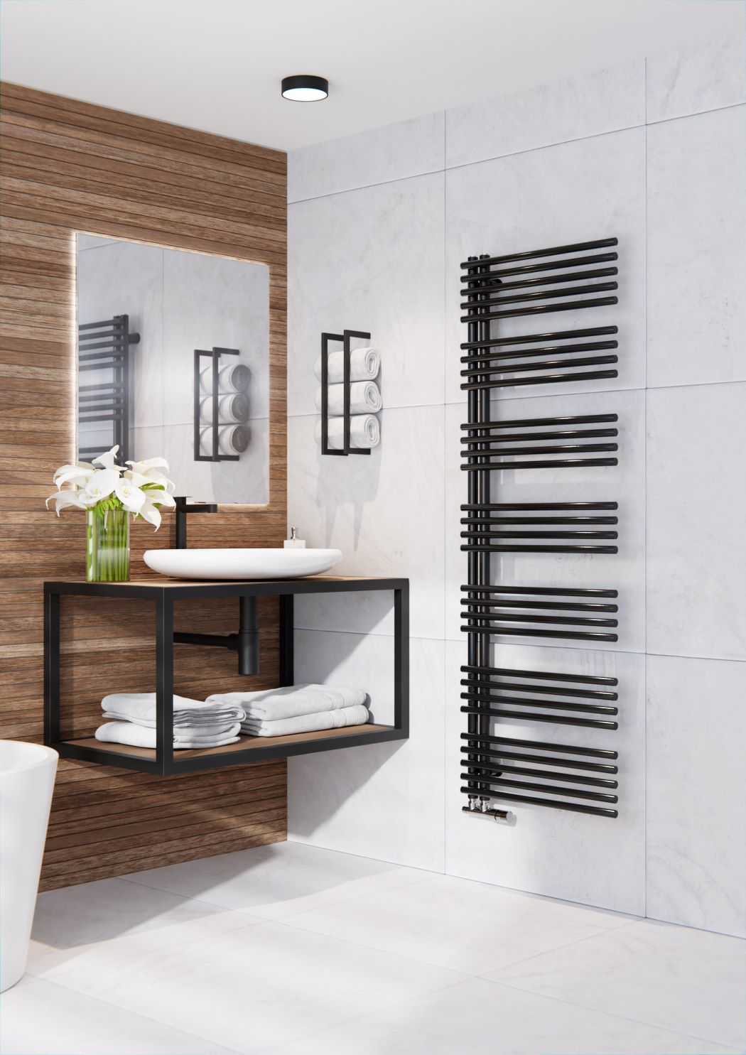 Isan Calypso koupelnový radiator 1246x600 mm, 600 W, DCAP12460600, další fotografie výrobce