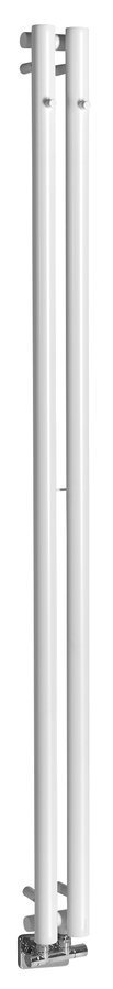 Sapho PILON otopné těleso 122x1800mm, se dvěma háčky pro ručník, bílá mat, celkový pohled