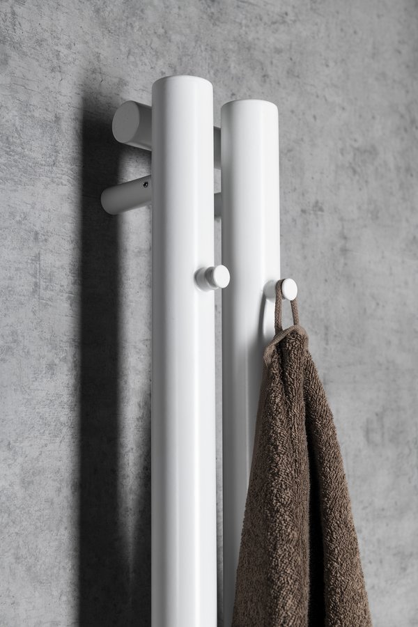 Sapho PILON otopné těleso 122x1800mm, se dvěma háčky pro ručník, bílá mat, další fotografie výrobce
