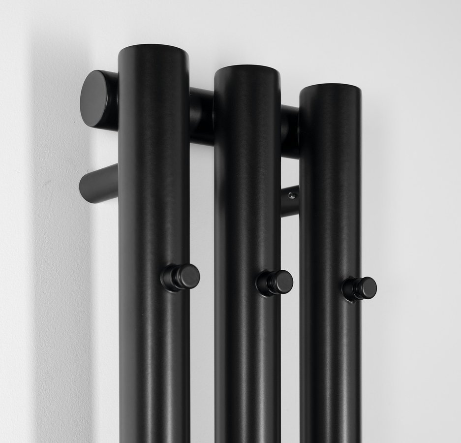 Sapho PILON otopné těleso 196x1800mm, se třemi háčky pro ručník, černá mat, další fotografie výrobce