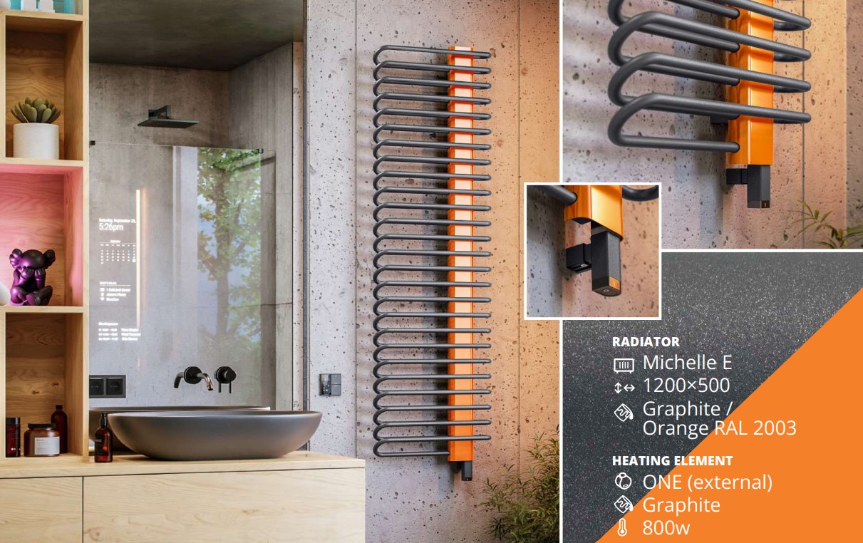 Terma Michelle E designový elektrický koupelnový radiátor, další fotografie výrobce