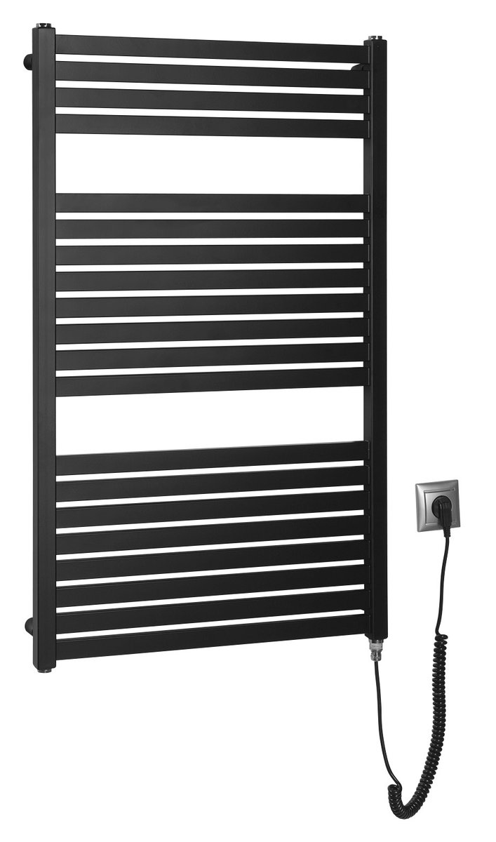 Aqualine TONDI-E elektrické otopné těleso rovné 600x970 mm, 400 W, černá mat, celkový pohled