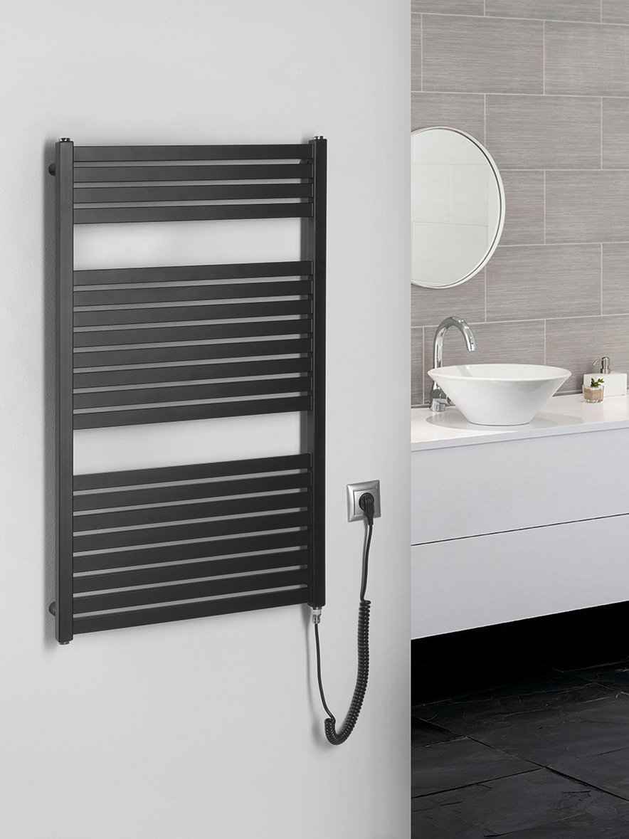 Aqualine TONDI-E elektrické otopné těleso rovné 600x970 mm, 400 W, černá mat, další fotografie výrobce