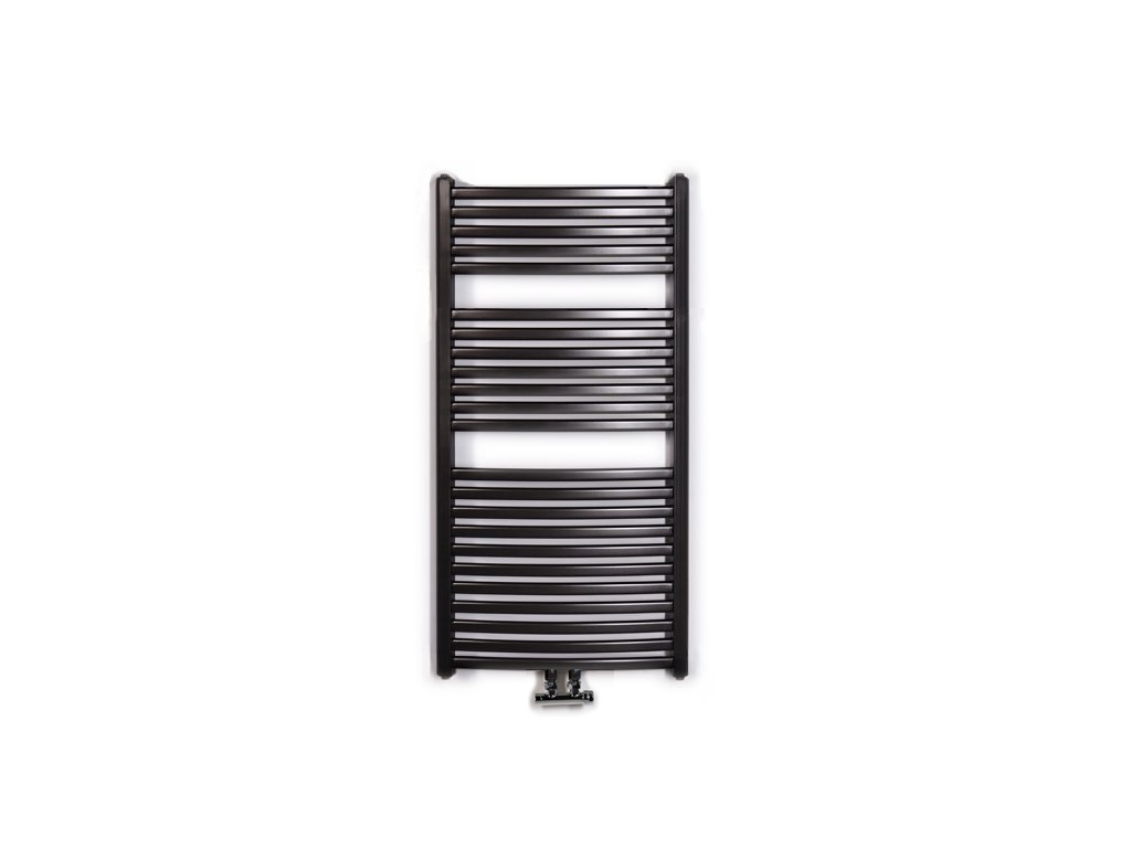 Thermal Trend KM 450 x 1233 SP kombinovaný topný žebřík KM 450/1233 antracit/černá, středové připojení, celkový pohled
