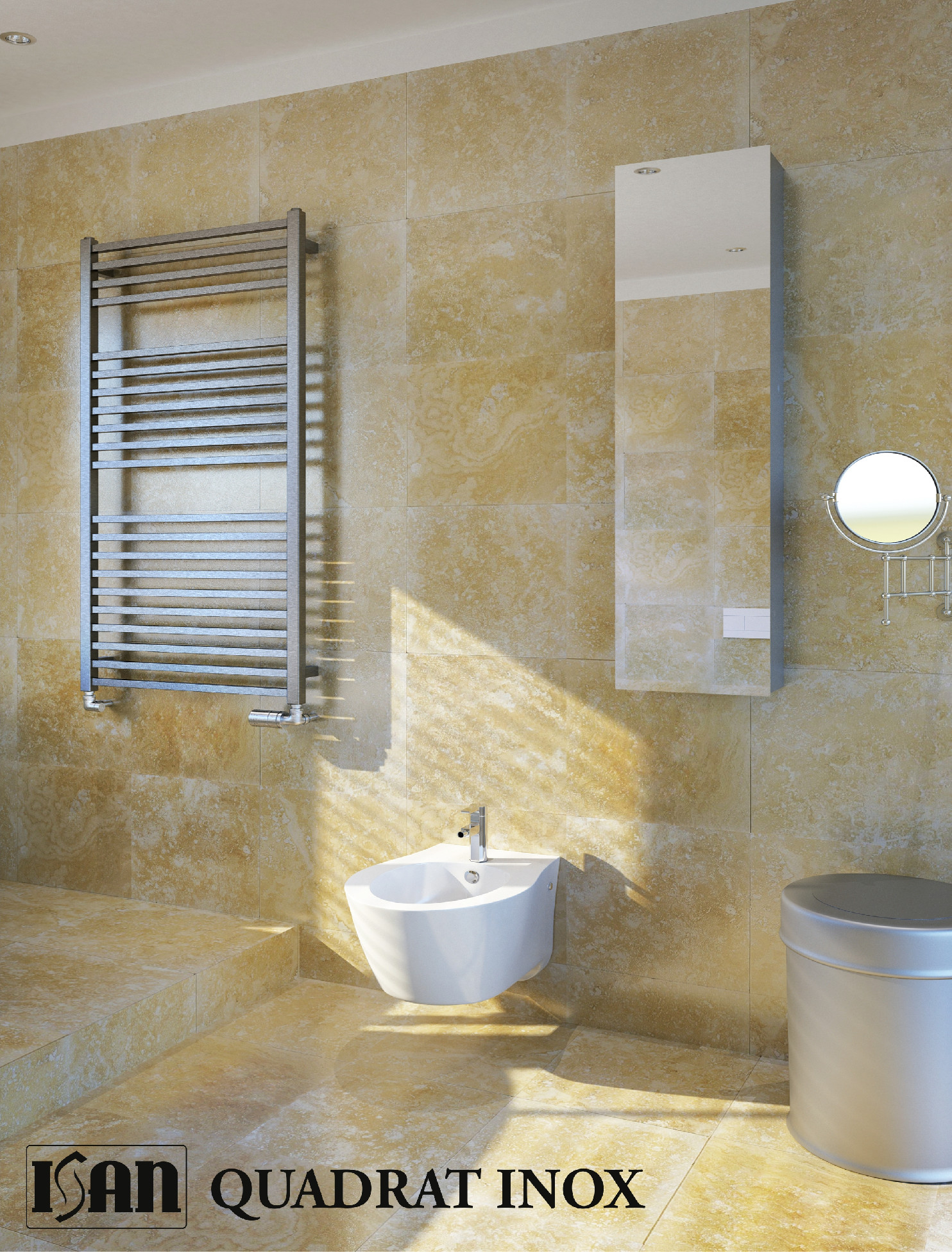 Isan Quadrat Inox koupelnový radiátor 1755x600 mm, 604 W, Nerez,, další fotografie výrobce