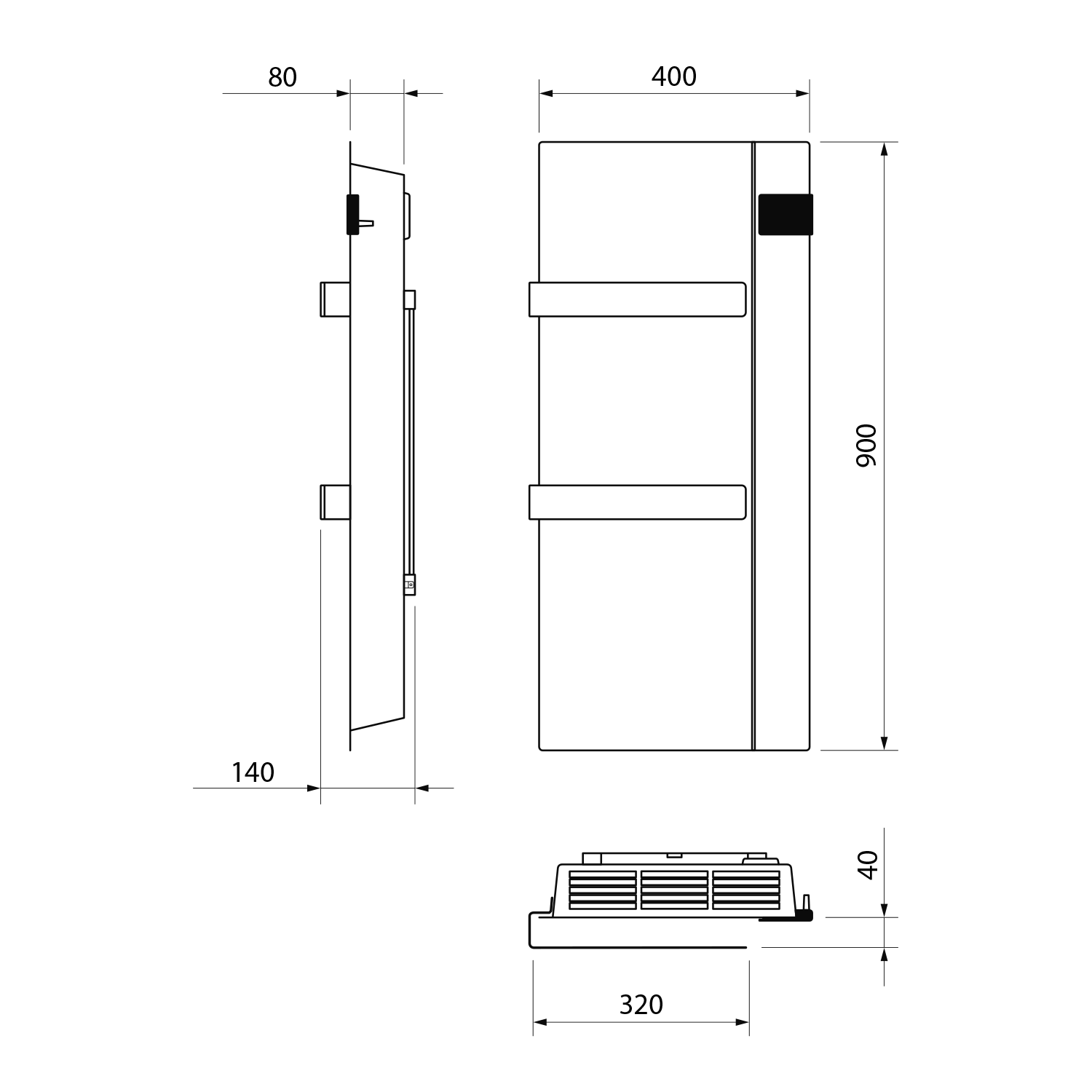 Sapho ONSEN EVO elektrické otopné těleso 400x900mm, 1000 W, bílá, další fotografie výrobce