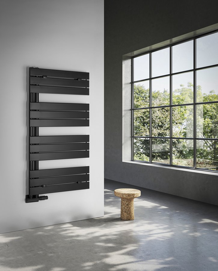 Sada Aqualine MYTHOS otopné těleso 500x1130mm, černá mat LLM511B včetně topné tyče a připojovací sady, další fotografie výrobce