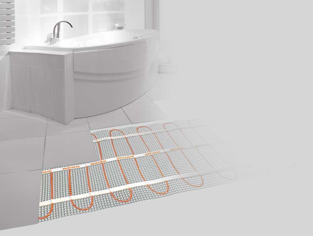 Sapho WARM TILES topná rohož do koupelny 4,2m2, 670W, rohož rozvinutá na podlaze koupelny