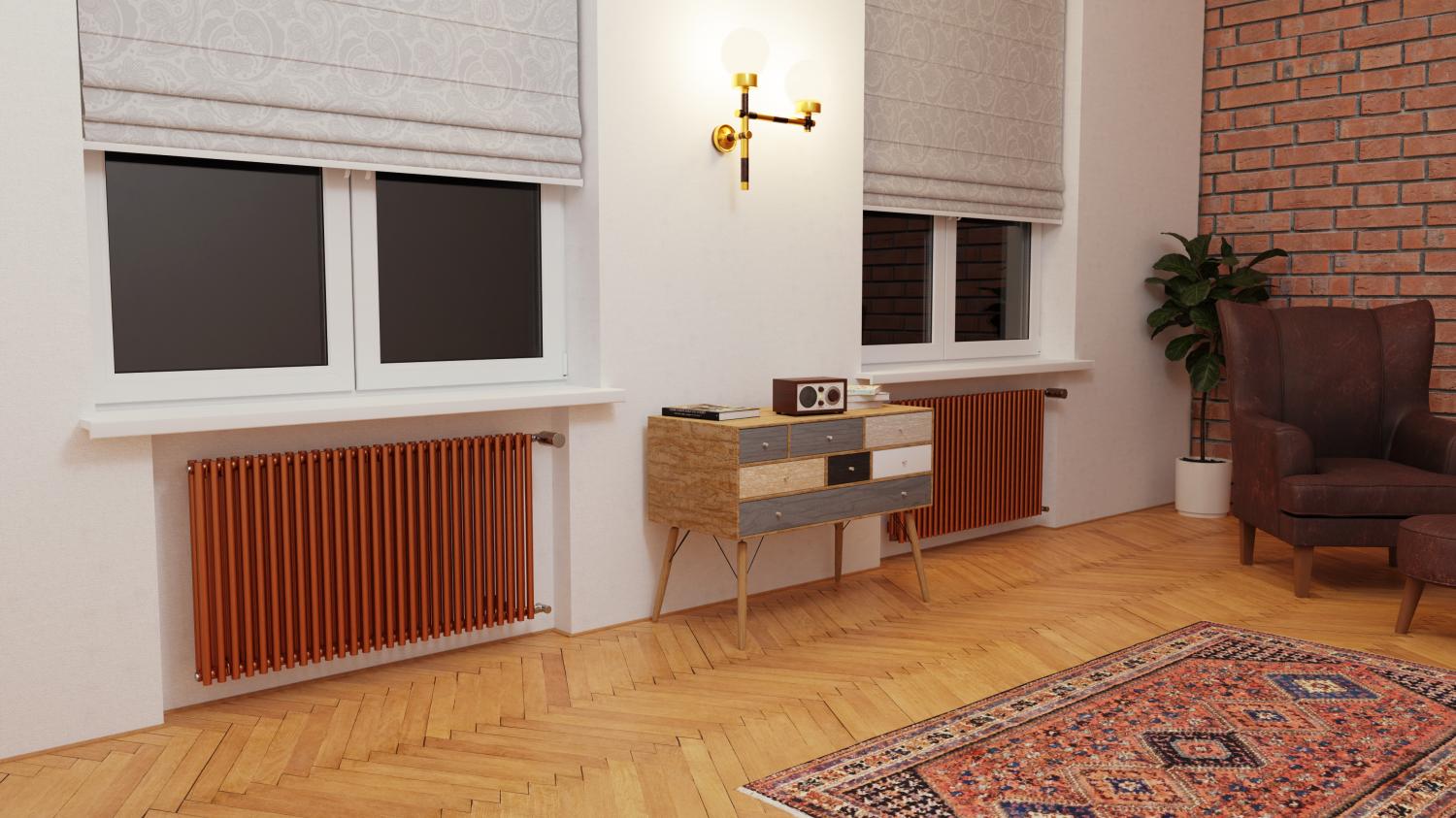 Isan Aruba Double radiátor do koupelny HORIZONTAL 576x100 mm0 mm, 1135 W, DARD05761000, další fotografie výrobce