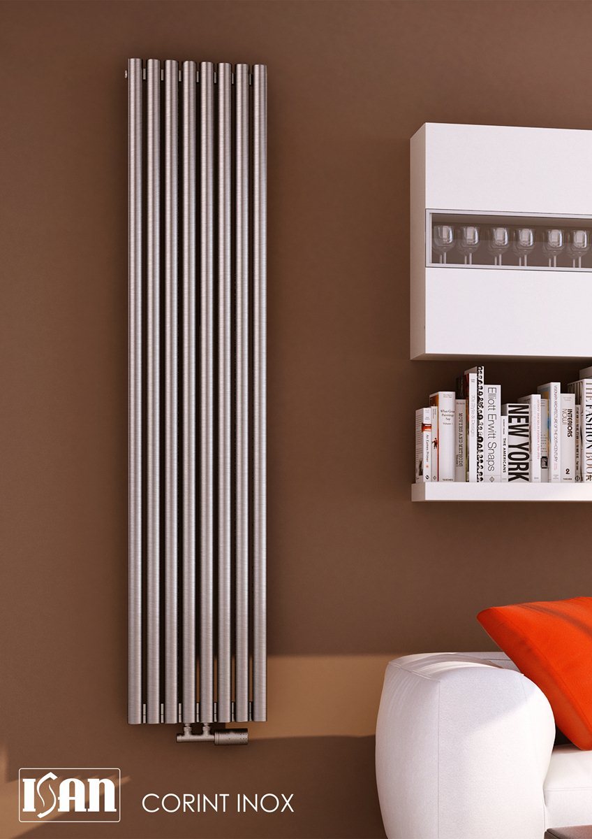 Isan Corint Inox koupelnový žebřík 1800x370 mm, 861 W, středové připojení, kartáčovaná nerez, další fotografie výrobce