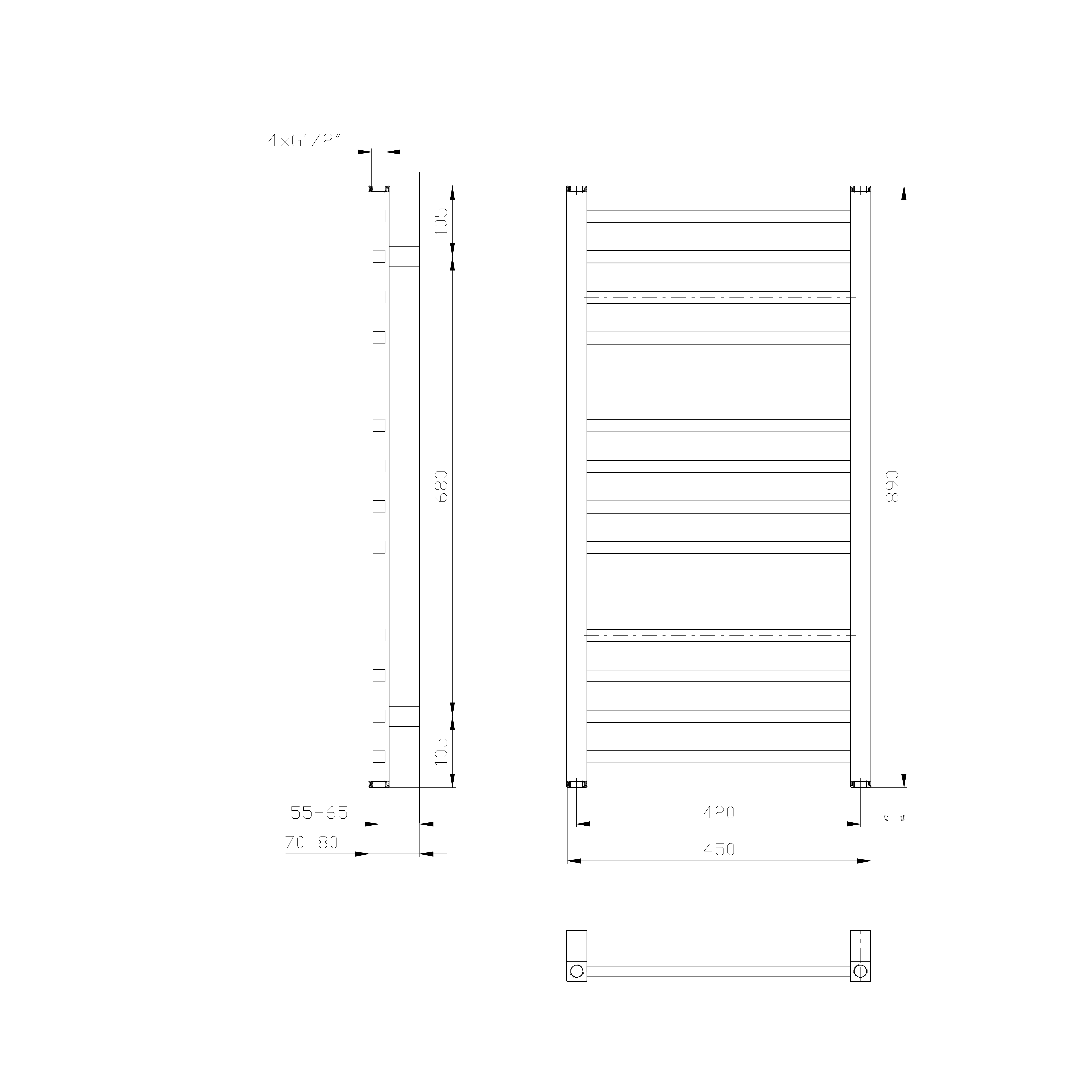 Sapho METRO otopné těleso 450x890 mm, bílá, další fotografie výrobce