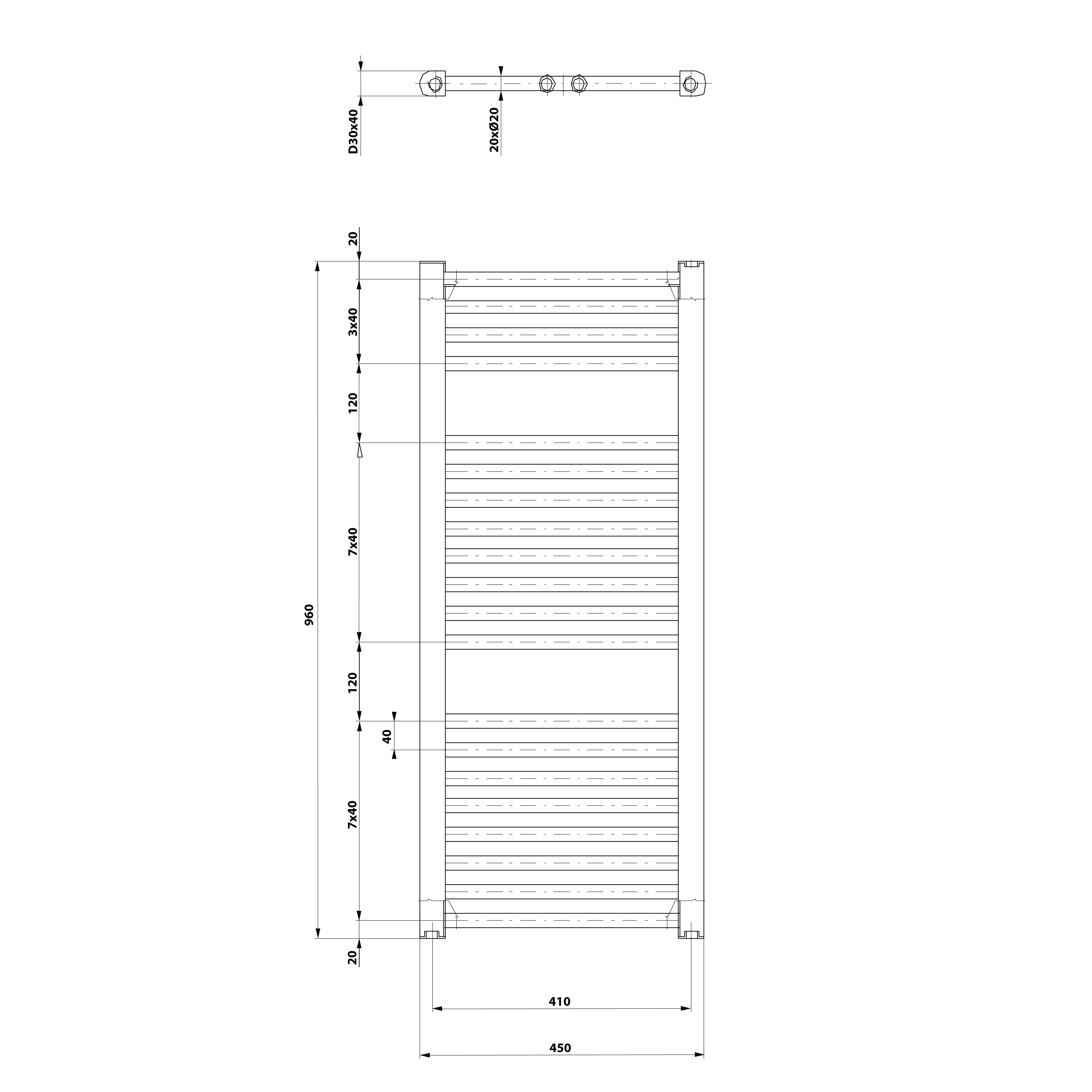 Aqualine DIRECT otopné těleso s bočním připojením 450x960 mm, bílá, další fotografie výrobce