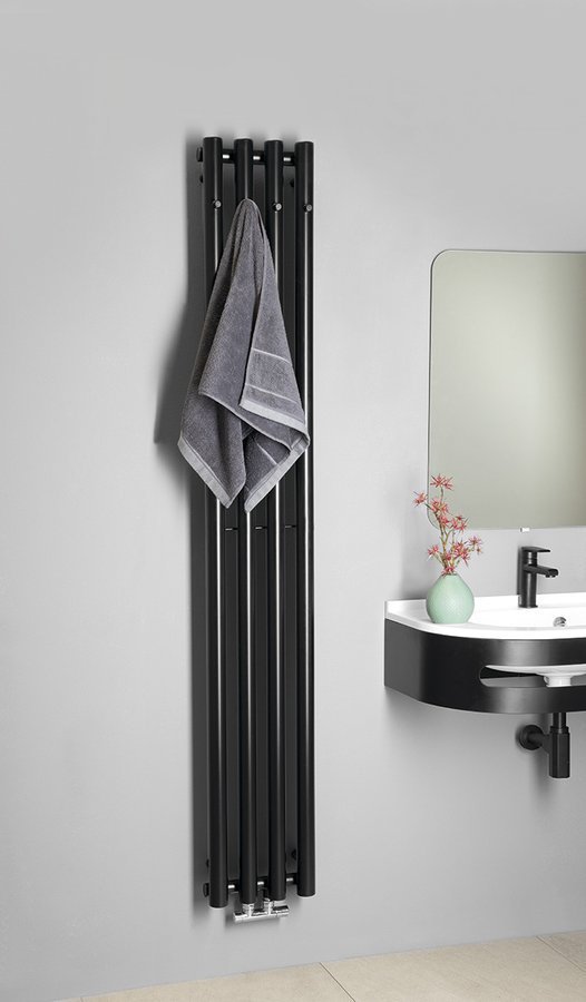 Sapho PILON otopné těleso 270x1800mm, se čtyřmi háčky pro ručník, černá mat, další fotografie výrobce