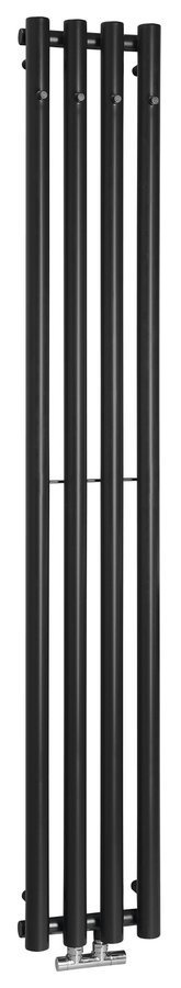 Sapho PILON otopné těleso 270x1800mm, se čtyřmi háčky pro ručník, černá mat, celkový pohled