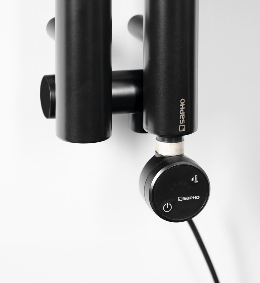 Sapho MOA topná tyč s termostatem a bluetooth, 400 W, černá, v topném žebříku