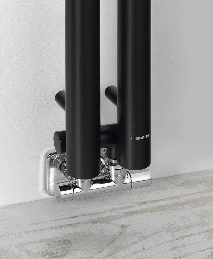 Sapho PILON otopné těleso 122x1800mm, se dvěma háčky pro ručník, černá mat, další fotografie výrobce