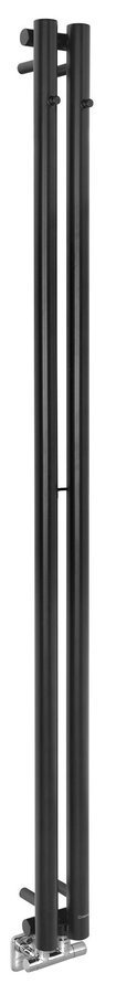 Sapho PILON otopné těleso 122x1800mm, se dvěma háčky pro ručník, černá mat, celkový pohled