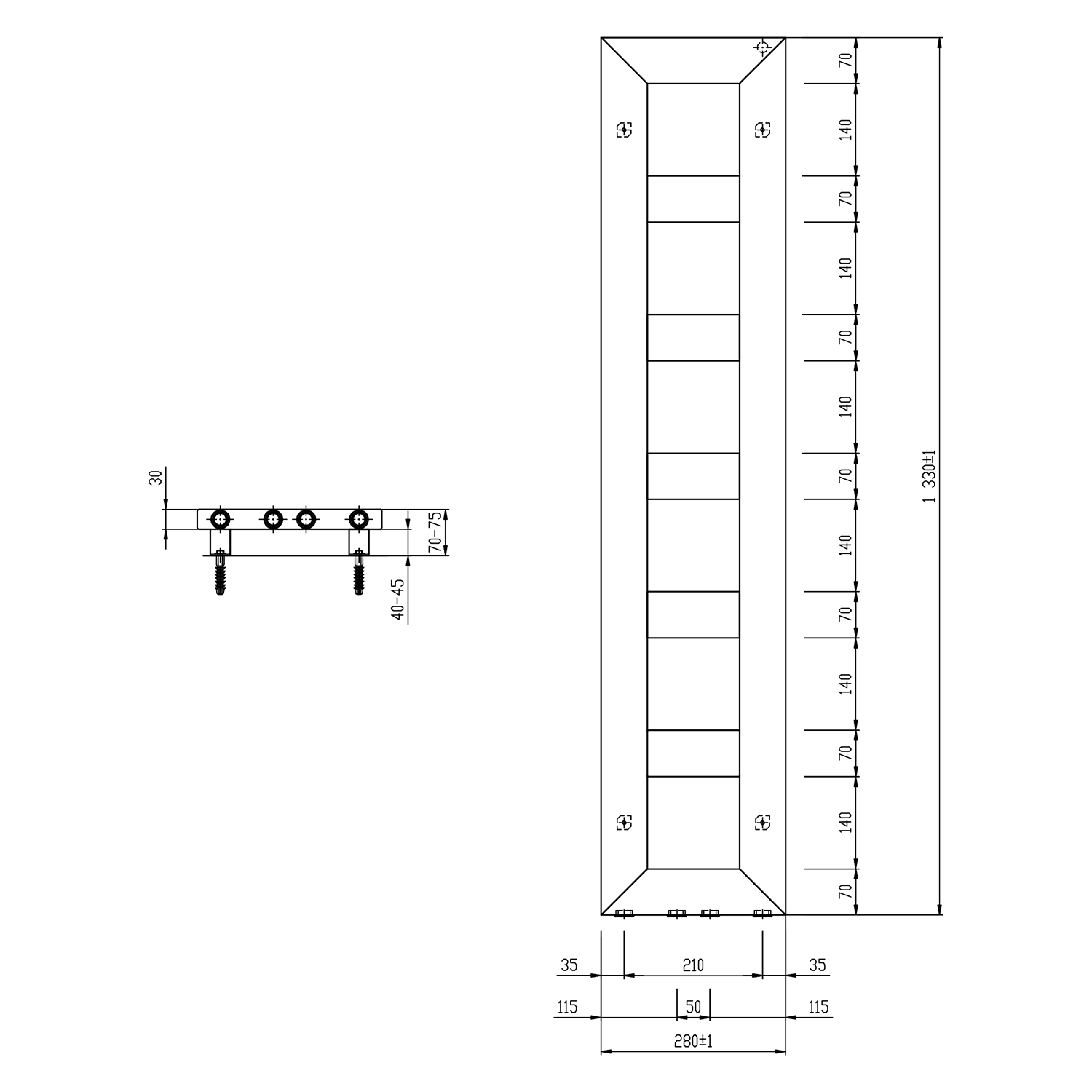 Sapho BLOCK otopné těleso 280x1330 mm, bílá mat, další fotografie výrobce