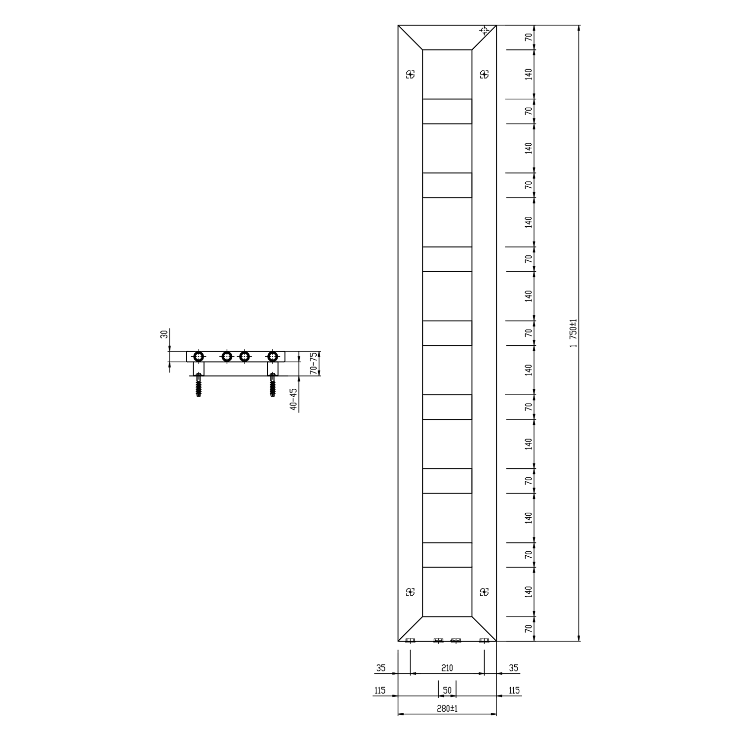 Sapho BLOCK otopné těleso 280x1750 mm, černá mat, další fotografie výrobce