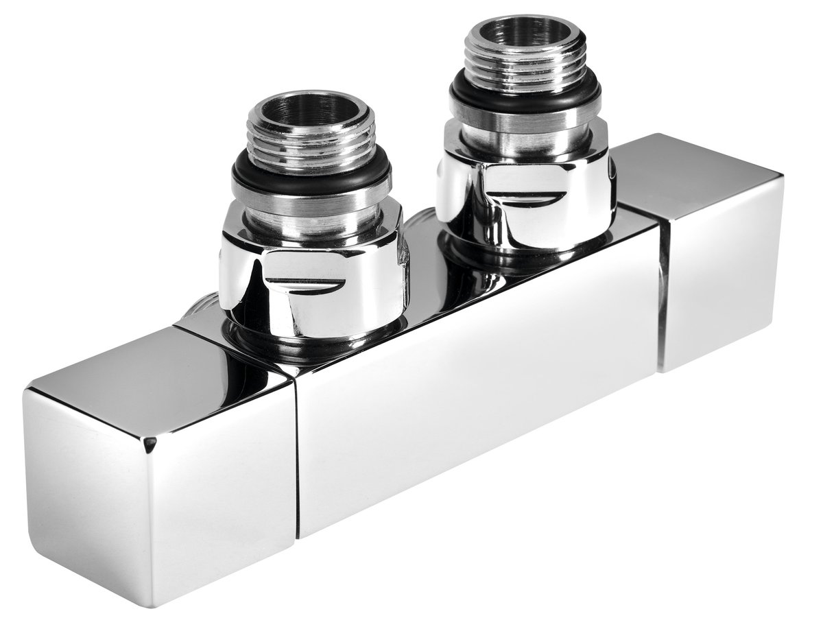 Sapho CUBE TWIN připojovací sada ventilů pro středové připojení, chrom, celkový pohled