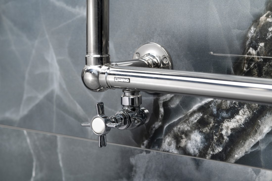 Sapho STAR připojovací sada ventilů ruční rohová, chrom, připojená k topnému žebříku