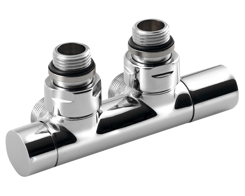 Sapho TWIN připojovací sada ventilů pro středové připojení, chrom, celkový pohled
