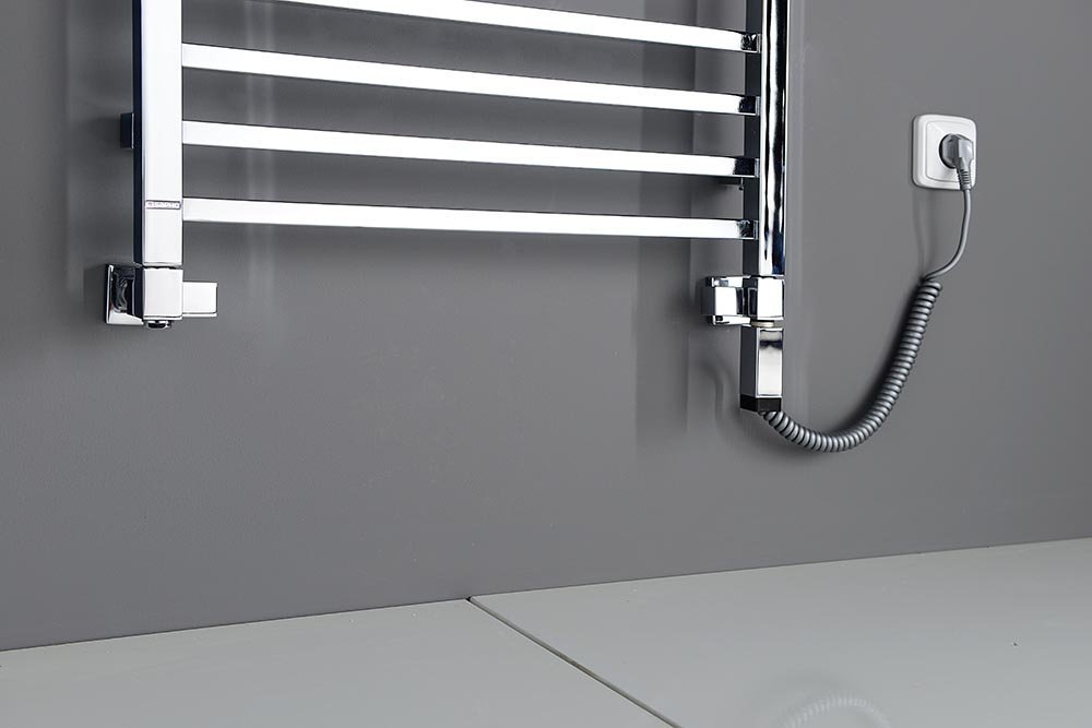 Sapho CUBE COMBI připojovací sada ventilů ruční rohová, pravá, chrom, připojená k topnému žebříku