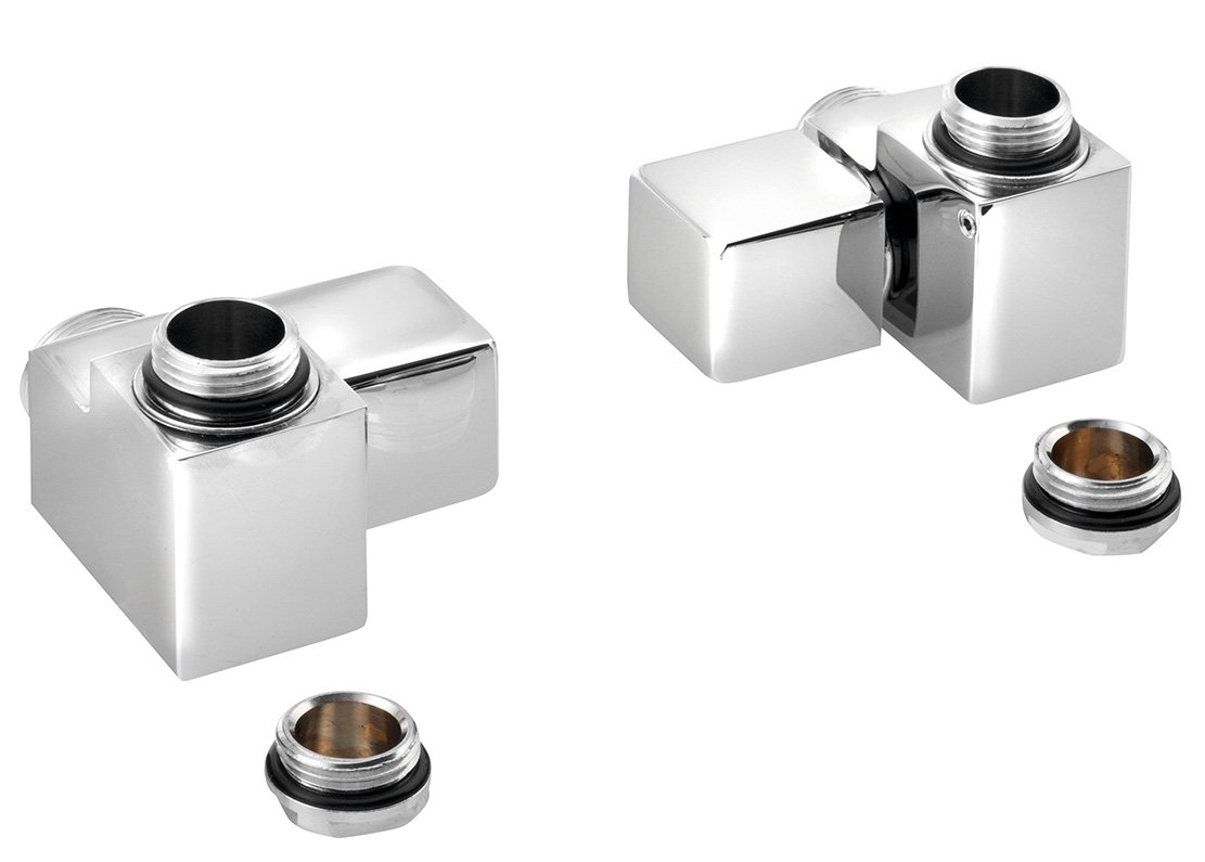 Sapho CUBE COMBI připojovací sada ventilů ruční rohová, pravá, chrom, celkový pohled