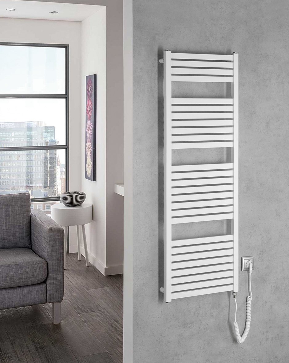 Aqualine TONDI-E elektrické otopné těleso rovné 450x1330 mm, 500 W, bílá, další fotografie výrobce