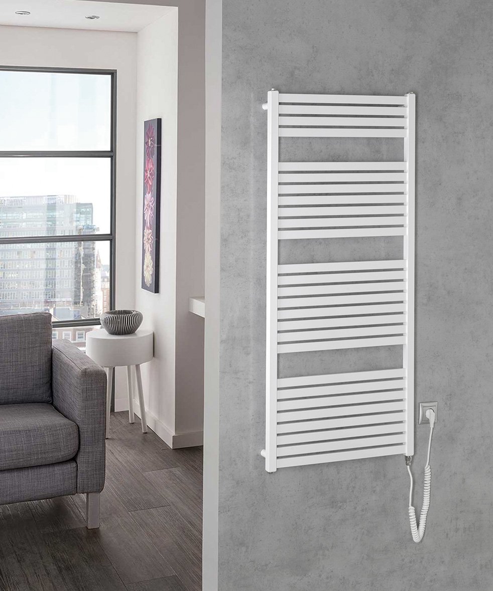 Aqualine TONDI-E elektrické otopné těleso rovné 600x1330 mm, 600 W, bílá, další fotografie výrobce