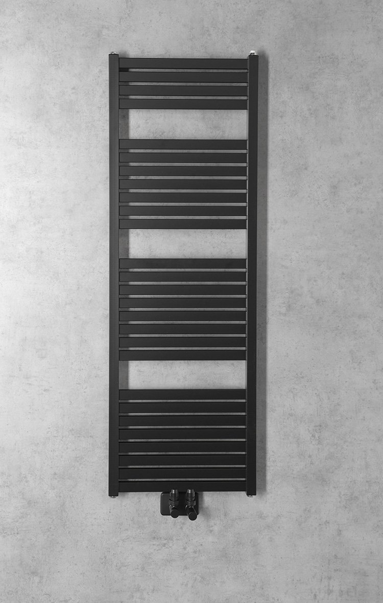 Aqualine TONDI otopné těleso rovné 450x1330 mm, středové připojení, černá mat, další fotografie výrobce