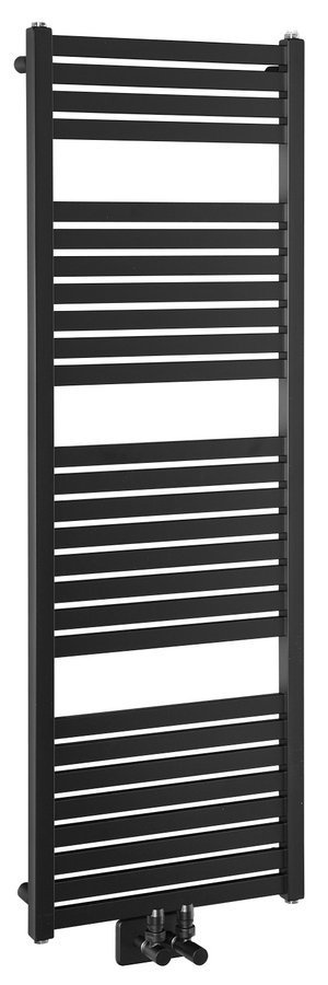 Aqualine TONDI otopné těleso rovné 450x1330 mm, středové připojení, černá mat, celkový pohled