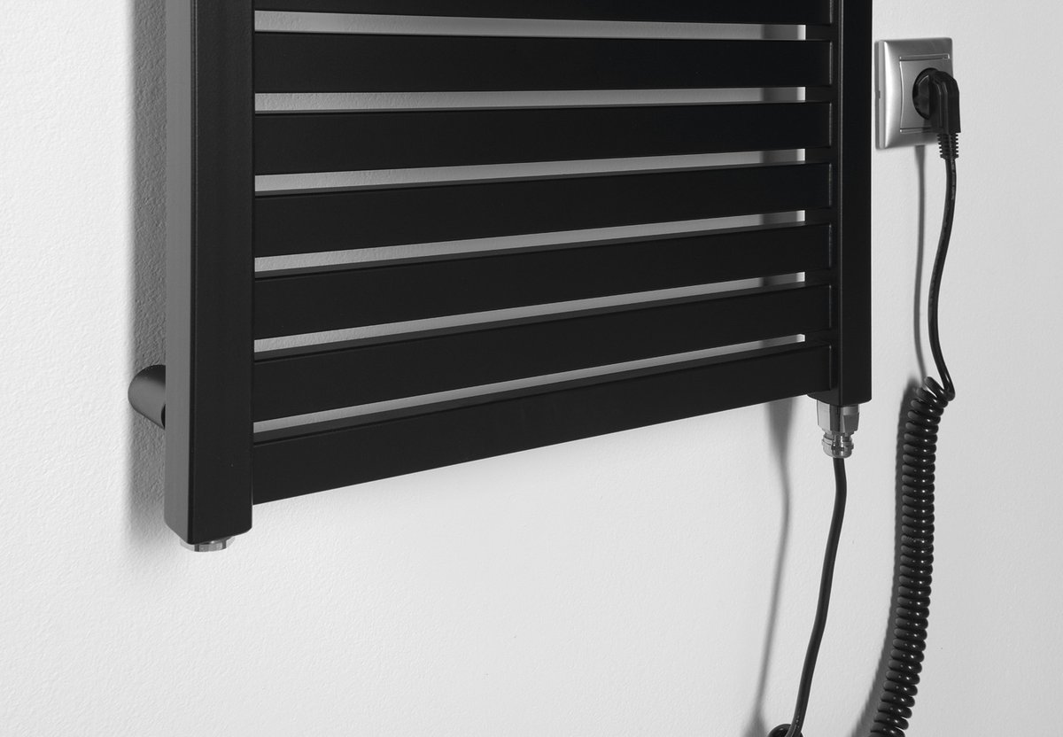 Aqualine TONDI-E elektrické otopné těleso rovné 450x970 mm, 300 W, černá mat, další fotografie výrobce
