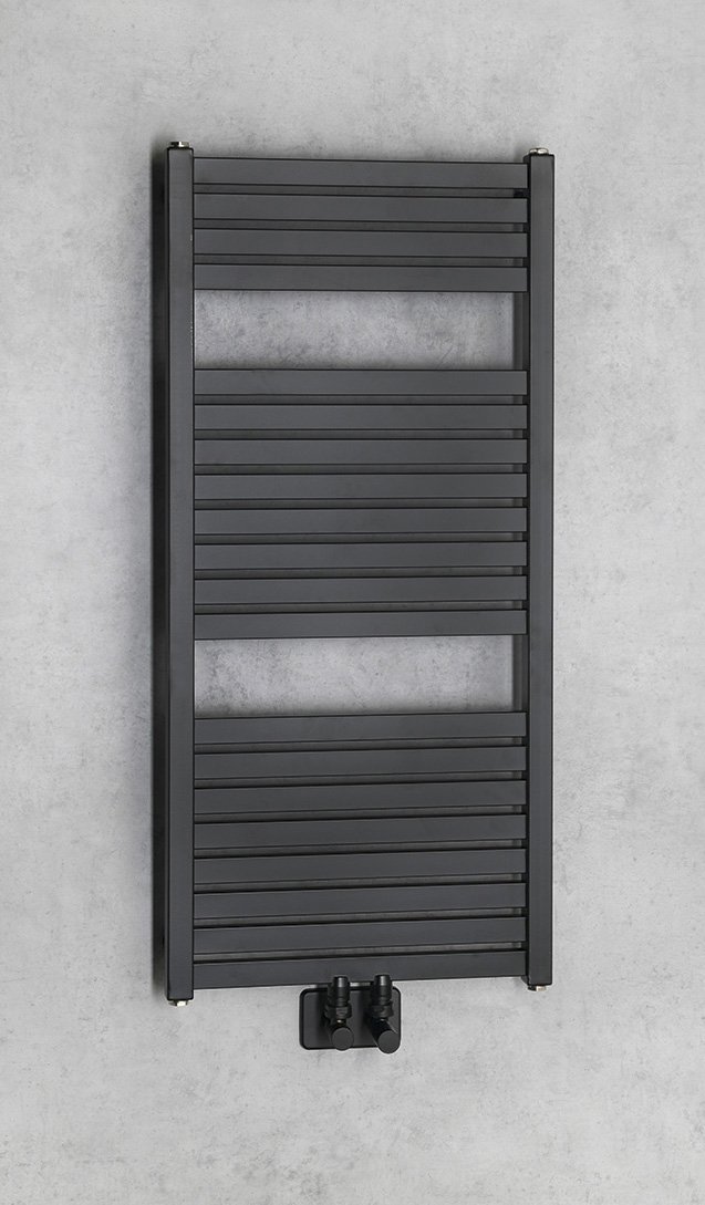 Aqualine TONDI otopné těleso rovné 450x970 mm, středové připojení, černá mat, další fotografie výrobce