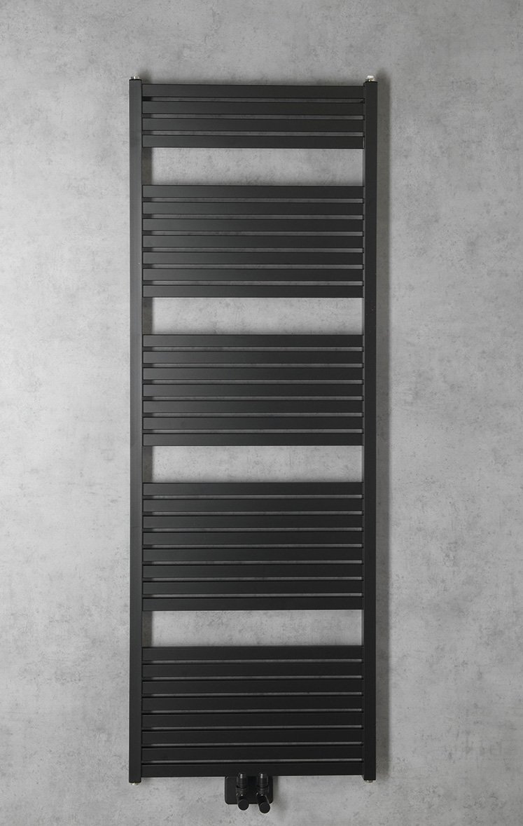 Aqualine TONDI otopné těleso rovné 600x1690 mm, středové připojení, černá mat, další fotografie výrobce