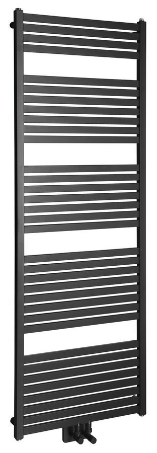 Aqualine TONDI otopné těleso rovné 600x1690 mm, středové připojení, černá mat, celkový pohled