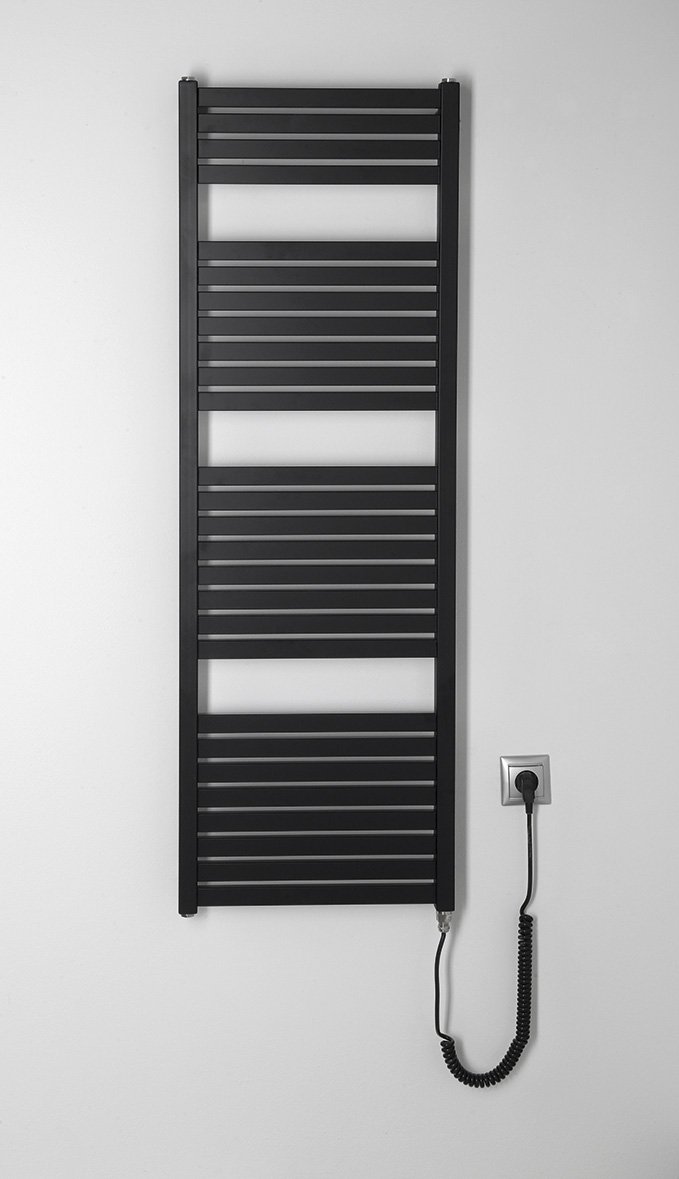 Aqualine TONDI-E elektrické otopné těleso rovné 450x1330 mm, 500 W, černá mat, další fotografie výrobce