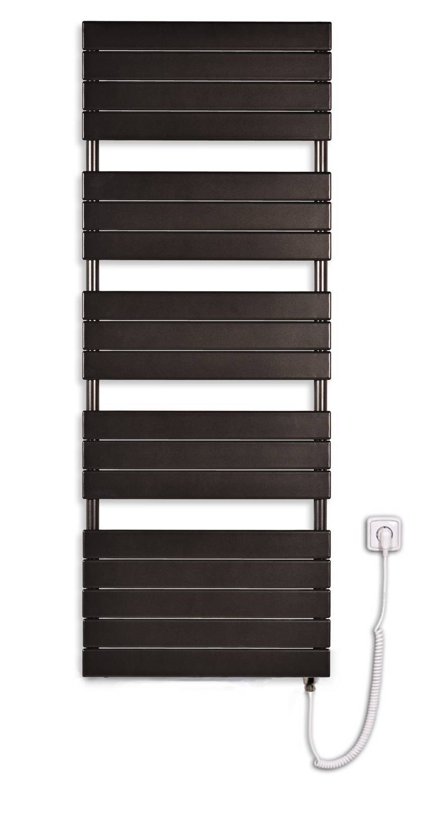 Thermal Trend D-E 750 x 1510 elektrický topný žebřík,800W D-E 750/1510-800W antracit/černá, celkový pohled