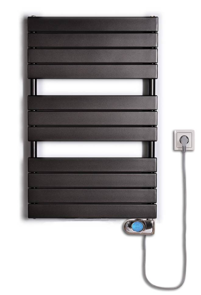Thermal Trend D-EM 600 x 934 elektrický topný žebřík, 400W D-EM 600/934-400W antracit/černá, celkový pohled