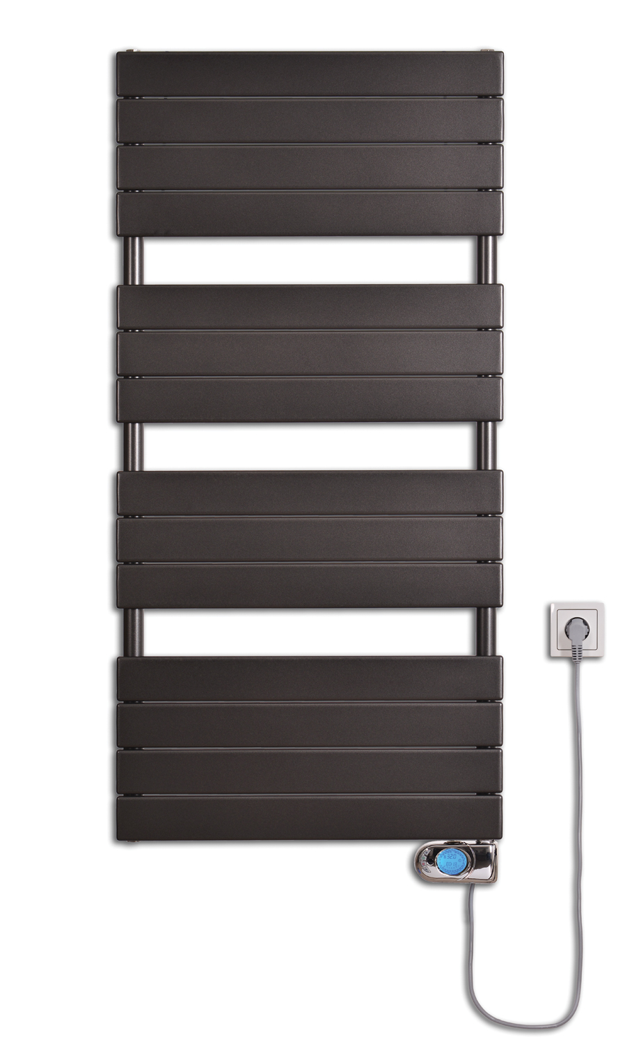 Thermal Trend D-EM 600 x 1222 elektrický topný žebřík, 600W D-EM 600/1222-600W antracit/černá, celkový pohled