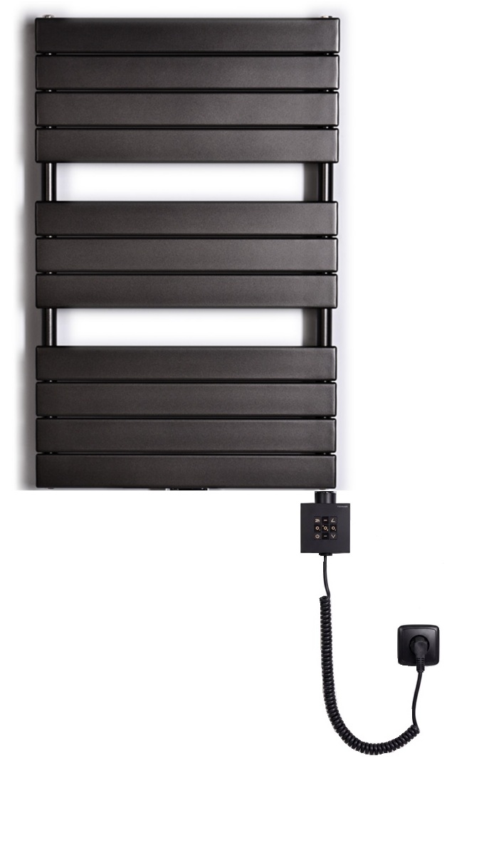 Thermal Trend D-EX 750 x 934 elektrický topný žebřík, 500W D-EX 750/934-500W antracit/černá, celkový pohled