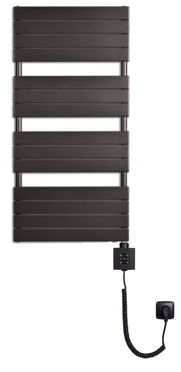 Thermal Trend D-EX 600 x 1222 elektrický topný žebřík, 600W D-EX 600/1222-600W antracit/černá, celkový pohled