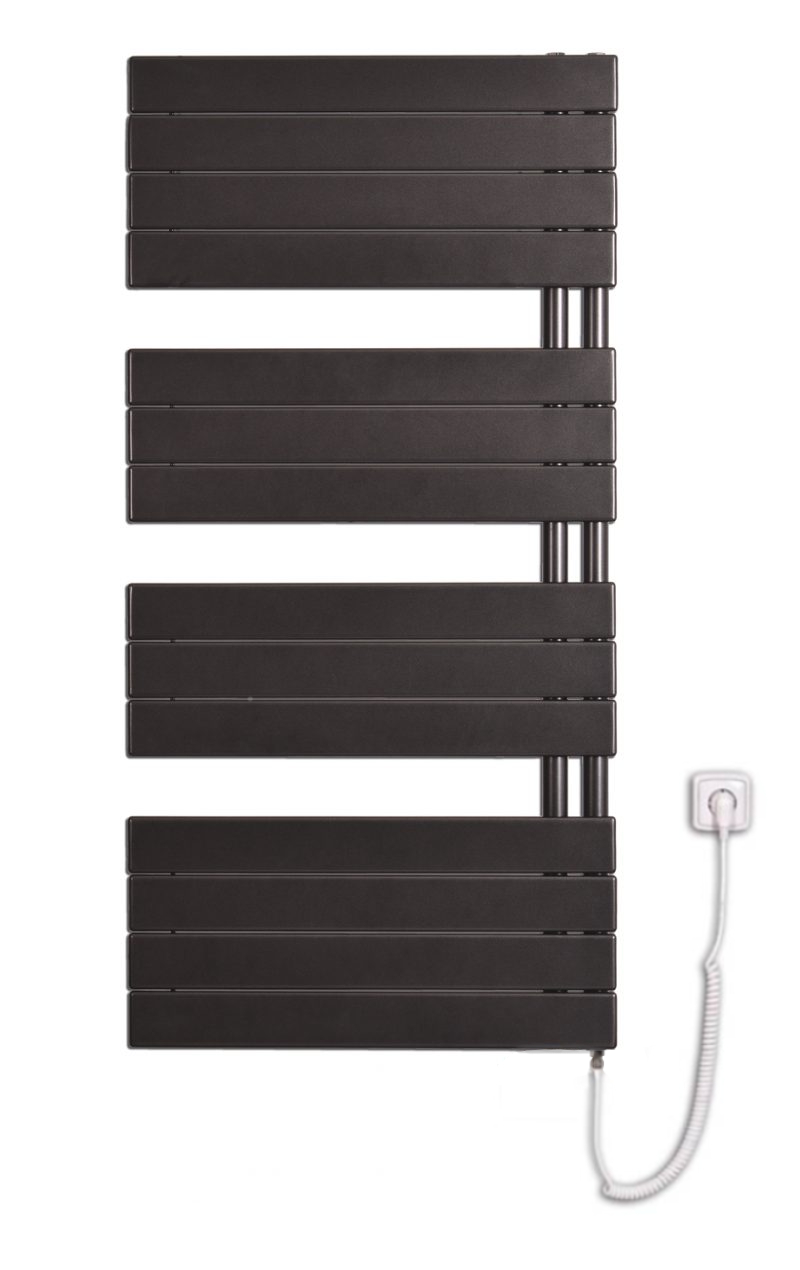 Thermal Trend DHR-E 750 x 1222 elektrický topný žebřík, 700W DHR-E 750/1222-700W antracit/černá, celkový pohled