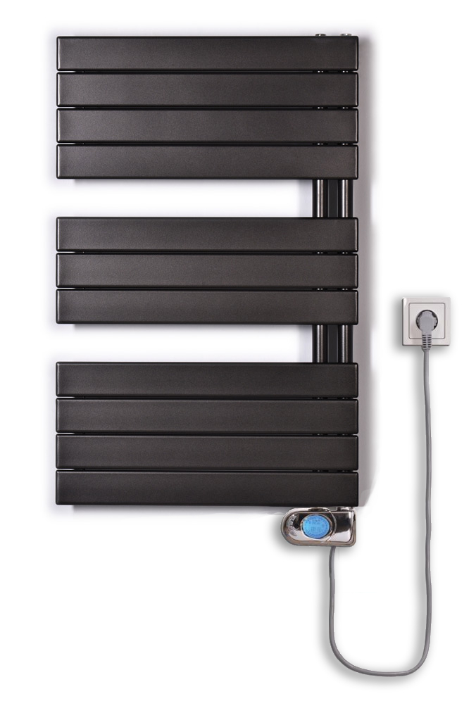 Thermal Trend DHR-EM 750 x 934 elektrický topný žebřík, 500W DHR-EM 750/934-500W antracit/černá, celkový pohled