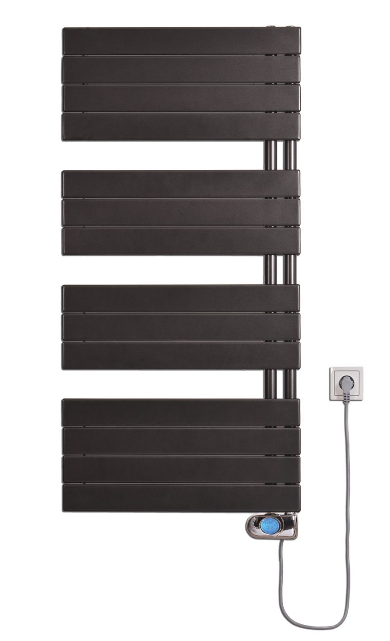 Thermal Trend DHR-EM 750 x 1222 elektrický topný žebřík, 700W DHR-EM 750/1222-700W antracit/černá, celkový pohled