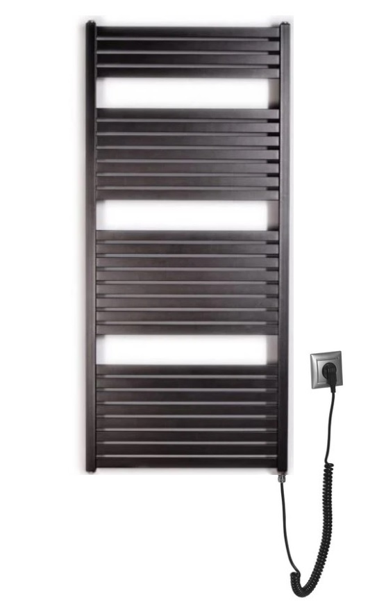Thermal Trend KH-E 600 x 1330 elektrický topný žebřík, 600W KH-E 600/1330-600W antracit/černá, celkový pohled