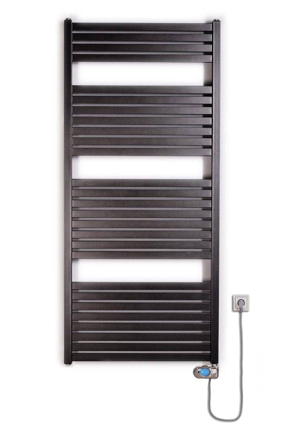 Thermal Trend KH-EM 600 x 1330 elektrický topný žebřík, 600W KH-EM 600/1330-600W antracit/černá, celkový pohled