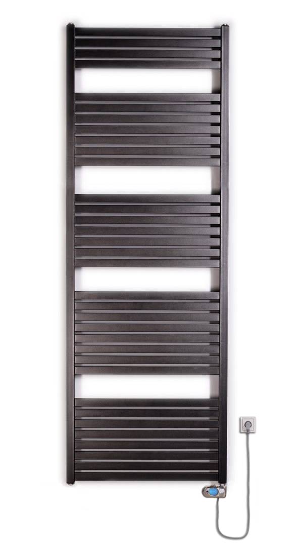 Thermal Trend KH-EM 750 x 1690 elektrický topný žebřík, 1000W KH-EM 750/1690-1000W antracit/černá, celkový pohled