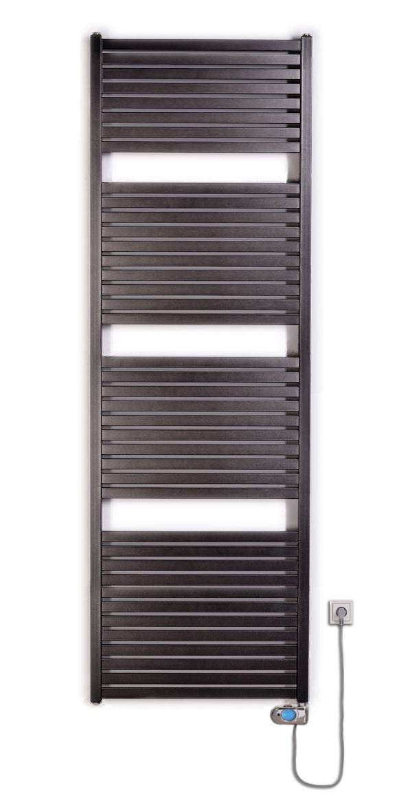 Thermal Trend KH-EM 600 x 1850 elektrický topný žebřík, 800W KH-EM 600/1850-1000W antracit/černá, celkový pohled