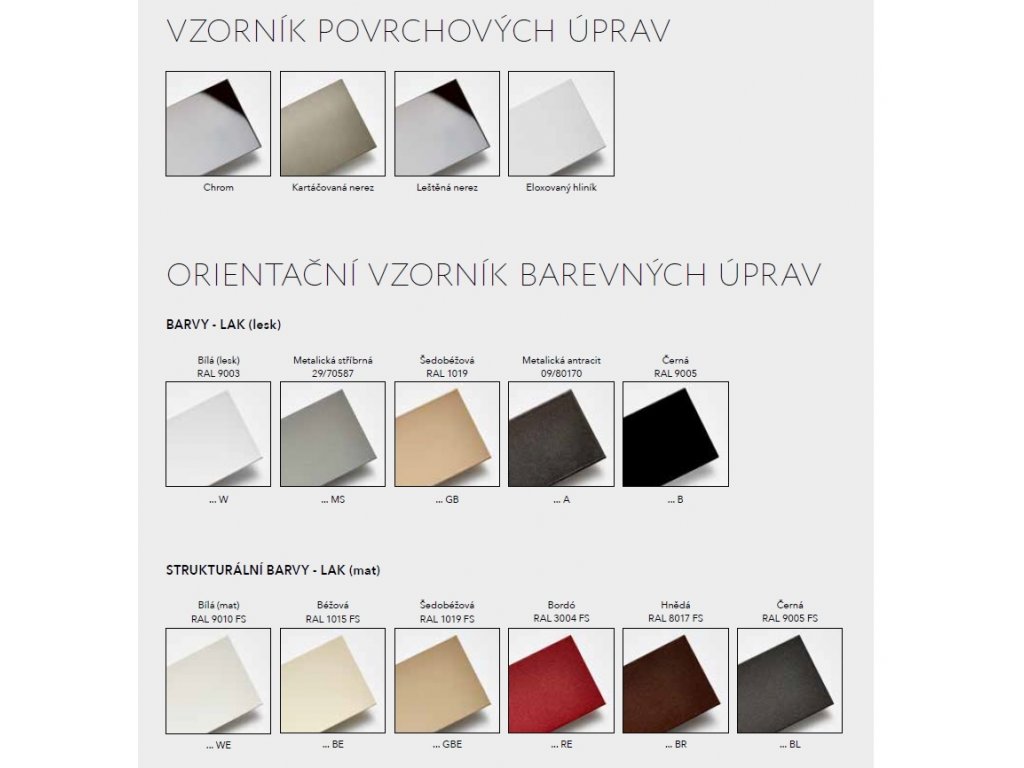 PMH Sorano Frame 600 x 1630 mm SNF6 koupelnový radiátor, orientační vzorník barev